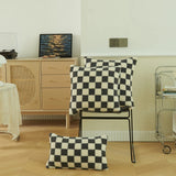 Checkered Cushion Cover Checkerboard Throw Pillowcase Short Fleece Square Pillow Cover For Home Living Room Sofa Decoration