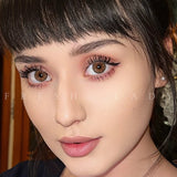 Brown Contact Lenses Natural Gradient Circle Lenses with Golden Pattern 14.2mm Cosmetic Colored Contacts for Daily & Party Wear