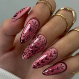 24pcs Red French Press on Nails with Rhinestone Bow Design Long Almond Fake Nails Tips Wearable False Nail Set Finished Manicure