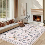 Butterfly Flower Living Room Carpet Stylish Non-slip Bedroom Rug Large Area Machine Washable Coffee Tables Floor Mat 러그 Alfombra