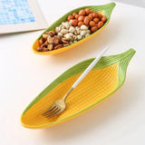 Cartoon creative hand-painted corn ceramic plate relief personalized trend fruit plate snack plate refreshment plate 2PCS