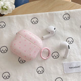 Korea Mint Green Polka Dots Silicone Earphone Case For Apple AirPods 1or2 3 4 Pro Pro 2 Soft Protection Cover With Keychain