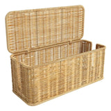 Handmade Cable Management Box, Durable Rattan Cable Organizer, 2 Open Slots Cords Hider Box, Under Desk Cord Organizer