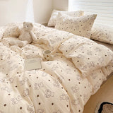 Ins Simple Flower Bed LinenTwin Full Queen King Size Bed Sheets Set  Adults Kids Floral Bed Comforter Sets Bed Duvets Kawaii