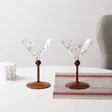 Retro Colorful Polka Dots Glass Cup Transparent Cocktail Glasses High Footed Cocktail Champagne Glasses Home Bar Party Drinkware