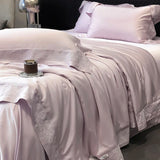Lyocell Bamboo Fiber Luxury Embroidery Summer Quilt Soft Silky Thin Comforter Blanket With Bed Sheet Pillowcases Bedding Set
