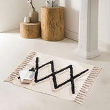 Cotton Linen Retro Rug Tapestry Home Decor Geometric Floor Mats for Bedroom Living Room Hand Woven Bohemian Tufted Tassel Carpet