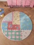 Round Patchwork Living Room Carpet Large Area Cute Bedroom Fluffy Bedside Rugs Ins Fashionable Home Decoration Coffee Table Mats