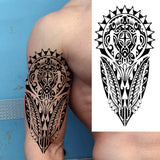 1 Sheet Compass Family Temporary Tattoos For Women Men Adults Flower Tribal Maori Totem Tattoo Sleeve Waterproof Temp Stickers