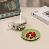 Ceramic three-dimensional handmade lily of the valley coffee cup, water cup, gift cup, mug, breakfast cup