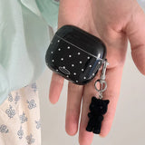 Korea Cute Black Polka Dots Soft Cover Case For Apple AirPdos 1 2 3 4 Pro 2 Earphone Protection Cases Cartoon Lovely Cat Pendant