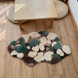 Irregular Tufted Moss Forest Bedroom Rug Green Plant Forest Door Bedside Mat Fluffy Foot Carpet Floor Safety Pad Home Room Decor