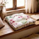 New Rustic Style Cotton Thicken Tatami Floor Bay Window Cushion Balcony Yoga Mat Floral Pattern Cushion Home Decoration 40x40cm