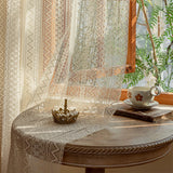 Curtain Beige Lace Sheer Window Curtains Retro French Style Living Room Bedroom Decoration Wave Pattern Romantic Treatment