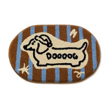 Cute Tufting Dachshund Bathroom Mat Soft Plushy Rug Bedroom Bedside Carpet Doormat Floor Anti Slip Pad Aesthetic Home Room Decor