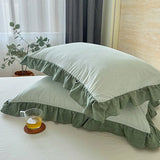 100% Cotton Lace Pillowcase 48x74cm Yarn-dyed Washed Cotton Stripe Pillow Cover Bedding Decorative Pillow Sham With Zipper