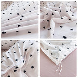 Heart Print Duvet Cover Set Princess Style Lace Ruffles Bedding Set Queen King Skin Friendly Soft Quilt Cover Sheet Pillowcases