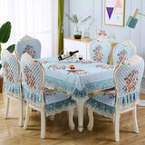 Dining Table Chair Cover Set European Jacquard Cushion Chair Rectangle Round Coffee Tablecloth Table Cloth Home Decor Dustproof