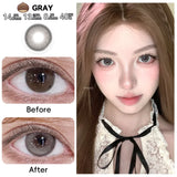 1 Pair(2pcs) Clever Brown/Black-Gray/Coffee Big Eye Enlarging Colored Contact Lenses 14.5mm Half Yearly High Moisture