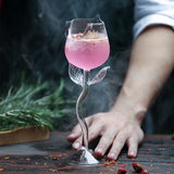 French Romantic Transparent Rose Glass with Transparent Leaf Cocktail Glass Valentine's Wedding Table Decoration Gift Wine Cup
