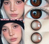 2PCS  Red Color Contact Lenses Large Diameter 14.5mm Myopia Degree Colored Lens Blue Beauty Pupil Makeup One Year Use