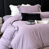 600TC Egyptian Cotton Thickened Brushed Fabric Bedding Set Solid Color Queen Size Duvet Cover Bed Sheets Fitted Sheet Pillowcase