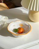 Japanese Cute Orange Bowl, Retro Lace Small Bowl, Breakfast Fruit Cereal Yogurt Bowl