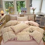 3/4Pcs Cartoon Print Bedding Set Single Queen King Size Duvet Cover Set Bed Sheet Pillowcases
