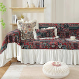 Pastoral Retro Printed Sofa Cover with Skirt All-Inclusive Floral Sofa Towel for Four Seasons Luxury Soft Furniture Protector