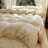 2025 new soft waxy waxy wash quilt cover Knitted double layer single bed sheet Little fresh polka dot bedding