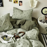 Vintage Double Sided Flower Bedding Set Skin-Friendly Soft Duvet Cover With Flat Sheet+Pillowcases For Single Double Bed Home