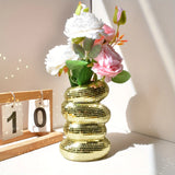 strange Disco Ball Spiral Vase Glass Tiles Flower Bottle Disco Ball Planter Mirror Vase Home Living Room Decor creative gifts