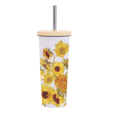830ML Large Hole Thermos Cup With Straw And Pattern,Mug,Double Layer Stainless Steel Vacuum Flasks,Portable Insulated Water Cup