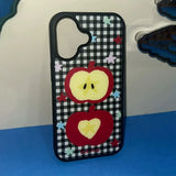 Korean Ins Lucky Red Apple Phone Case For iPhone 16 Pro Max 15 14 13 12 11 Pro Mini 7 8 Plus Luxury Niche Star Y2K Phone Cases