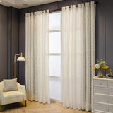 Elegant Beige Flower Jacquard Gauze Curtains Transparent Curtains Suitable for Bedrooms and Living Rooms