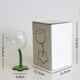 Vintage Glass Cups Home Christmas Party Drinkware Cute Flower with Tilted Head Goblet Romantic Champagne Glass Kitchenware Gifts
