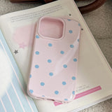 Korean Retro Full Screen Polka Dots Soft Phone Case for iPhone 17 16 15 14 13 12 Pro Max Candy Color Shockproof Protective Cover