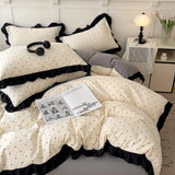 French New Class A Bed Set Four-piece Set Comforter Washed Cotton Four-season Skin Friendly Quilt Cover Three-piece Bedding Set