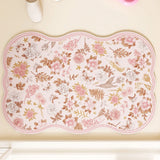 Beautiful Flower Pattern Bathroom Diatomite Carpets Non-Slip Water Uptake Room Foot Mat Set Quick Drying Resistant to Dirt Home