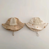 Summer Baby Hat Children Sunscreen Outdoor Caps for Boys Girls Cute Bear Print Panama Hat Unisex Beach Fishing Hat for 2-6 Years