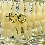 1PCS Punk Hip Hop Hollow Heart Star Teeth Caps For Women Men Vintage Tooth Grills Jewelry Accessories