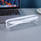 Simple Pencil Box Cute Transparent Pencil Case Zipper Square School Student Supplies Stationery Storage Bag