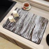 Natural Wood Grain Diatomite Kitchen Mat Super Absorbent Fast Drying Pad for Kitchen Countertop Dish Drying & Coffee Table Use