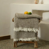 1 Pc New Cotton Linen Tassel Blanket Solid Color Sofa Nap Cover Blanket Sofa Breathe Freely Throw Homestay Decoration Bed Throw