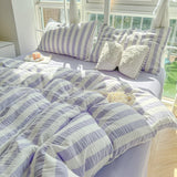 Nordic Bedding Set Ins Popular Striped Duvet Cover Set Bed Sheets Set Single Twin Full Queen Size Skin-Friendly Soft Bedding