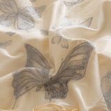 Egyptian Cotton Butterfly Embroidery Ruffles Princess Bedding Set Duvet Cover Flat/Fitted Bed Sheet Pillowcases 4Pcs