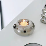 Ceramics Candle Holder Circular Silvery Candlestick Home Desktop Modern Simplicity Decor DIY Office Supplies Aromatherapy Gifts