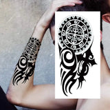 1 Sheet Compass Family Temporary Tattoos For Women Men Adults Flower Tribal Maori Totem Tattoo Sleeve Waterproof Temp Stickers