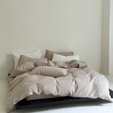 Mat Pure Color Bubble Cotton Bedding Set Four-Piece Full Cotton Waed Skin-Friendly All Seasons Comforter Cover eet...