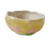 Creative hand pinched irregular ceramic bowl ins style girl heart lovely dessert yogurt bowl breakfast oatmeal bird's nest bowl